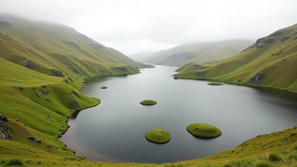 Lough Gur circular lake with stone circles, Bronze Age archaeological landscape and heritage sites