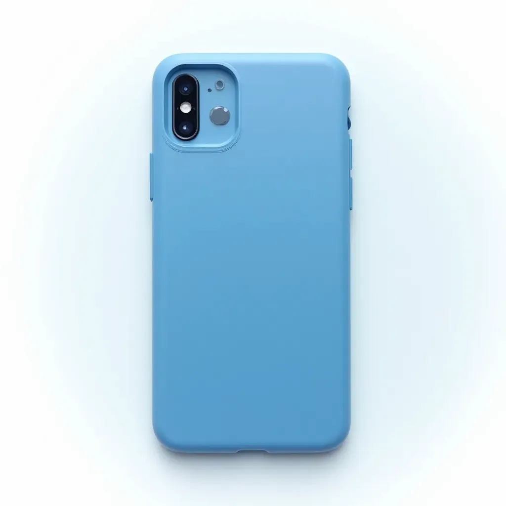 Ocean blue universal phone case showing corner grip zones on grey background, professional product photography